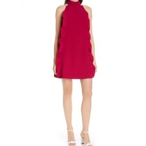 Ted Baker Dress US 4 Magenta Pink Torriya High Neck Ruffle Shift Dress Size 1